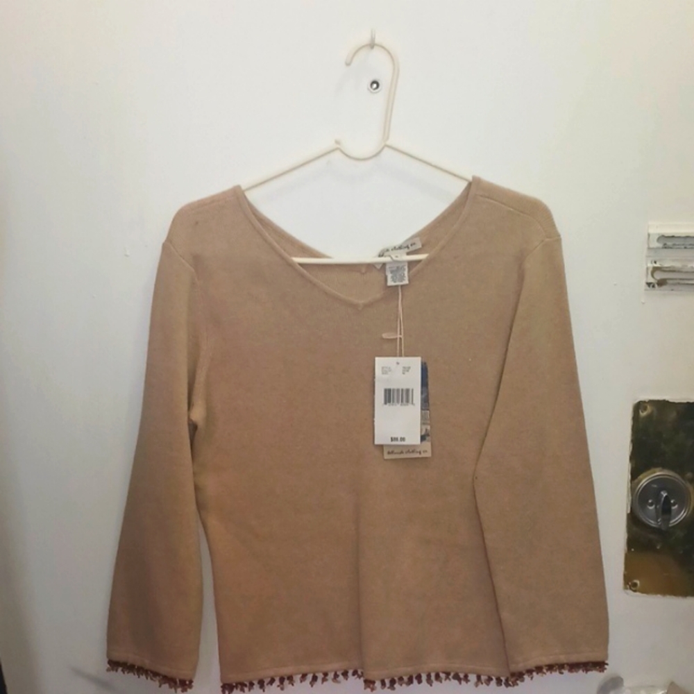 Boho chic sweater top size medium khaki NWT